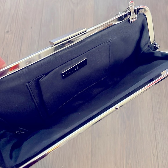 Giani Bernini Navy Blue Quilted Purse w/ Silver Chain from Macy’s. - Picture 4 of 5